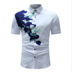 Summer Mens Fashion Short Sleeve Shirt Lapel Casual Printed Tops