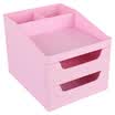 Deli 8901 trumpet double multi-functional space-saving drawer-type storage box storage box cosmetic box pink