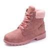 New Pink Women Boots Lace up Solid Casual Ankle Boots Martin Round Toe Women Shoes winter snow boots warm british style
