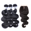 8A Mongolian Virgin Hair Body Wave With Closure 3 Bundles Mongolian Remy Human Hair Weave And Lace Closure 4 Pcs Lot Natural Black