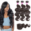 Glary Malaysian Human Hair Bundles with Closure Body Wave Virgin Hair 100 Unprocessed Hair 3 Bundles With Closure Natural Color