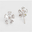 Aiyaya Fashion Jewelry 5 leaf Flower Clear Rhinestones Stud Earrings For Teengirls Womens