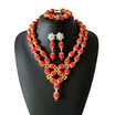 Handmade Beaded Flower Ball Womens Fashion Pendant Necklace African Beads Jewelry Sets Nigerian Wedding Beads Bridal Jewelry