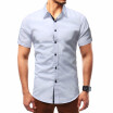 Mens Summer Fashion Short Sleeved Solid Color Cotton Shirt Plus SizeXS-4XL
