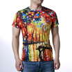 Mens Tree Chair Printing Short Sleeve O-Neck T-Shirts