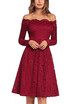 Vintage Lace Off the Shoulder Long Sleeve A Line Pleated Dress Homecoming Dress