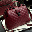 Womens Lock Quilted Plaid Leather Messenger Handbags Scrub Purse Crossbody Bags