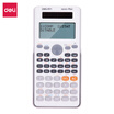 Deli double-line large screen display scientific calculator dual power function computer for small junior high school white 82es