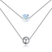 High Quality Double Necklaces Pendants Crystals From Swa Elements for Women White Gold Plated Valentines Day Gift 25448