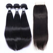 9A Malaysian Virgin Hair Straight With Lace Closure 3 Bundles Malaysian Remy Human Hair Weaves And Closures 4Pcs Lot Natural Black