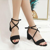 New Fashionable Sexy Design Women Line Style Buckle Thin High Heels Suede Open Toe Dress Sandals High heels versatile sandals