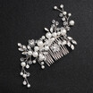 Jonnafe Silver Pearls Wedding Hair Accessories Bridal Hair Comb Tendy Crystal Bridal Hair Jewelry Women Headpiece