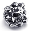 Hpolw Stainless Steel Band Gothic Skull Claw Biker Mens Ring Color Black Silver