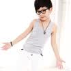 Langsha childrens vest girls sling cotton summer girl big boy boy underwear light gray 110
