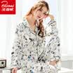 Arctic velvet pajamas womens four seasons home service ladies long sleeves can be worn outside sweet cardigan cotton pajamas womens casual home service suits elegant Ya bird M