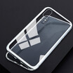iPhone X Case Magnetic Adsorption Case Ultra Slim Metal Frame Tempered Glass with Built-in Magnet Flip Cover