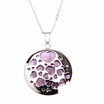 Round Heart Design Purple Quartz Crystal Pendant Stainless Steel Necklaces 17"