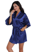 Women Nightgowns Simulation Silk Kimono Robe Elegant Solid Color Summer Sexy Shorts Bathrobe