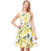 A-line Tank Sleeveless Lemon Print Floral Retro Spring Summer ladies Dresses Robe Sexy O-neck Vintage Vestidos Dress