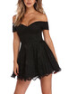 Lace Skater Off the Shoulder Short Sleeves High Waist Padded Cups Dress