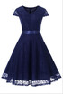 New Lace Stitching Retro Belt Waist Slim Dress