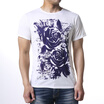 Mens O-neck Tops Flower Print Purple Pullover T-Shirts