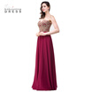 2018 New Cheap Sweetheart Neck Burgundy Chiffon Appliques Long Prom Evening Dresses