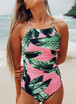 2018 Women One Piece Swimsuit Swimwear Lacing Up Backless Bathing Suit