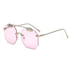SHAUNA Oversize Women Square Rimless Sunglasses Fashion Men Clear Red Blue Pink Sun Glasses UV400