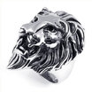 Hpolw Mens Unique Vintage popular Stainless Steel Biker Gothic Lion Head black&silver Ring