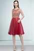 A-Line Sleeveless Knee Length Appliques Tulle Homecoming Dresses With Beads