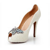 White Pearl Butterfly buckle Sexy small fish mouth Slender shoe Waterproofing high heels