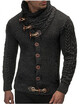 Mens Pure Color Front Button Knitted Coat