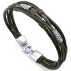 Hpolw Mens Womens Leather Rope Bracelet Tribal Braided Cuff Bangle Brown Black Silver