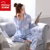 Arctic velvet cotton pajamas womens four seasons home service can be worn outside long-sleeved cardigan cotton casual home service suit B541102312-8 cute cactus L