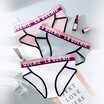 Yu Zhaolin Ms Womens Underwear Womens Cotton Mid-Waist Girls Briefs Cute Cartoon Campus Wind M4 Lake Blue Bean Paste Pure White M-code