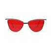 SHAUNA Classic Metal Frame Women Cat Eye Sunglasses Fashion Men Clear Red Lens Shades UV400