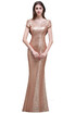 Luxury Rose Gold Silver Long Sequin Evening Dress 2018 Cheap Short Sleeve Evening Gowns Backless Slim Prom Party Formal Dresses