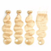 3 Bundle Hair with Lace Closure Body Wave Brazilian Virgin Human Hair Extensions Color 613 Blonde Cheap HCDIVA Hair Weave