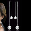 Simple Style Simulated Pearl Long Drop Earrings Vintage Fashion Jewelry Dangle Earring Valentines Day Gift WHE16