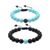 Distance Relationship Bracelet for Couple-2pcs Natural Black Lava & Turquoise Stone Bead Bracelet Especially for you Couple Gift M