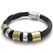 Hpolw Leather Mens Bracelet Magnetic Stainless Steel Clasp Gold Black Silver - 8" 85" 9"