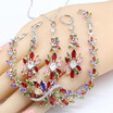 Horse Eye Cut Multi Color Topaz Silver Color Jewelry Sets For Women Earrings Necklace Pendant Bracelet