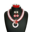 Handmade Nigerian Jewelry Set Dubai Green Red Crystal Beads Statement Necklace African Wedding Beads Jewelry Set For Bridal