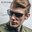 Prosun men&women sunglasses HD polarized driving mirror riding aluminum magnesium sports glasses PS9009 C11 frame sand deep gun lens green