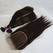 Osolovely Brazilian Human Hair Weft With Closure Straight 2 Bundles With 6x6 Lace Closure