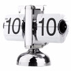 Modern Design Small Scale Table Clock Retro Flip Over Clock Stainless Steel Flip Internal Gear Operated Quartz Clock BlackWhite