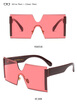 SHAUNA Oversize Half Frame Women Square Sunglasses Fashion Men Orange Yellow Lens Glasses UV400