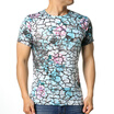 Mens Flower Printed Short Sleeve Round Neck Pullover T-Shirts