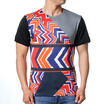 Fashion Mens Casual Short Sleeve Round Neck Pullover Geometric Stripes Printing T-Shirt